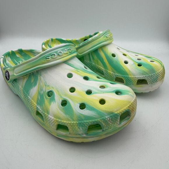 Crocs Classic Clog Tie-Dye Green Yellow Unisex Size M8 W10 Comfortable Slip-On - Picture 1 of 8